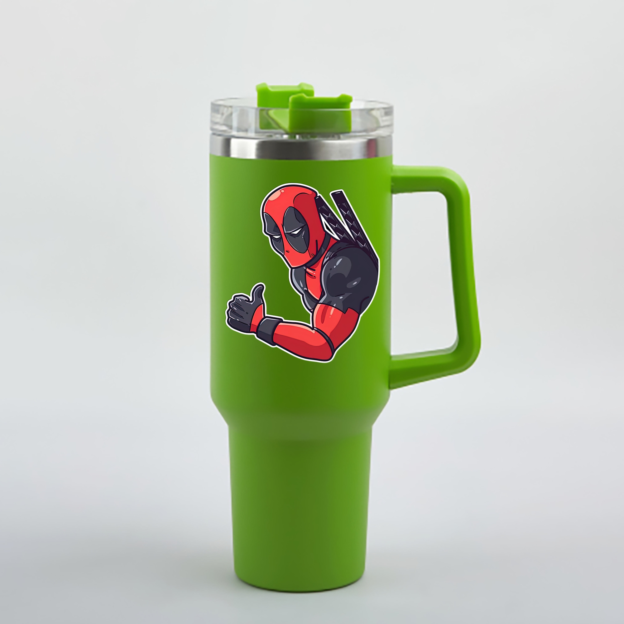 （画像用） Deadpool デッドプール 1200mL車用タンブラー - クリスタルステッカー（プラスチックストロー付き）